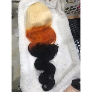 Tri-color lace front human wig
